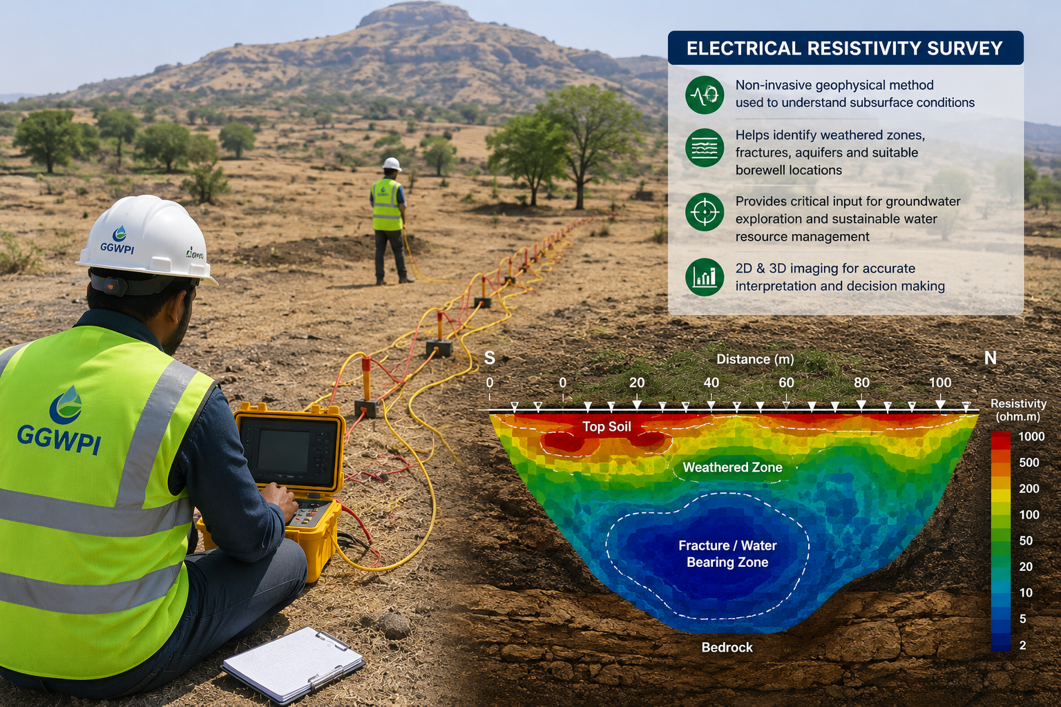 Electrical resistivity survey for groundwater exploration