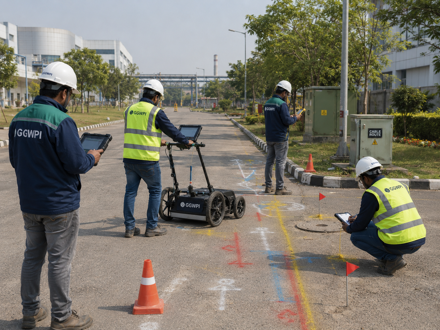 Ground penetrating radar survey for underground utility mapping